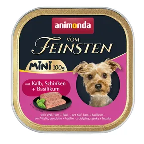 ANIMONDA paštika Vom Feinsten MINI - telecí, šunka, bazalka pro psy 100 g